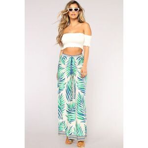 Dejavu Wide Leg Palazzo Pant Flowy Elastic Waist Tassels Size Small